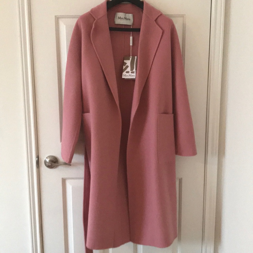 Maxmara pink cashmere wool coat with belt